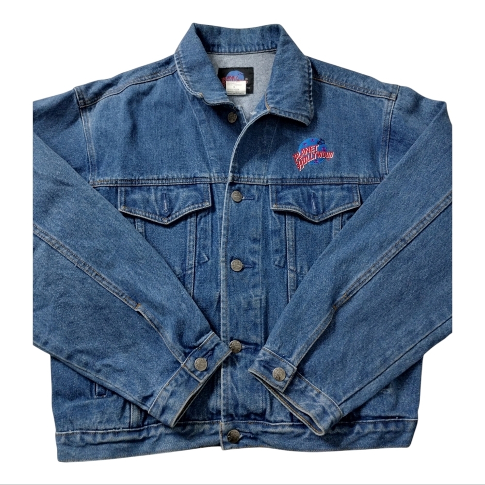 90's Vintage Planet Hollywood Orlando Denim Jacket size M‎ Retro Streetwear